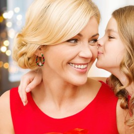 LKingel Christmas Hoop Earrings for Women Glitter Christmas Hoop Earrings Christmas Drip Oil Earrings Red Green Christmas Earrings Christmas Holiday Earrings Prom Jewelry (3cm)