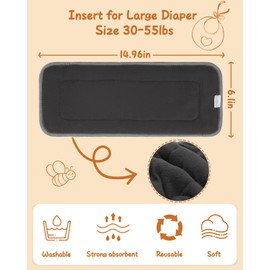 babygoal Large Cloth Diaper Inserts 12pcs for Little Kid, 5-Layer Reusable Liners for babygoal Large Cloth Diapers Nappies, 12ZZTN-B