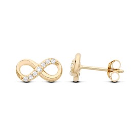 9ct Yellow Gold on Silver Cubic Zirconia INFINITY Stud Earrings