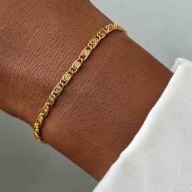 Cybche Boho Minimal Chain Bracelet Gold Minimalist Bracelet Adjustable Hand Chain Link Chains Bracelets Chains Stackable Bracelets Jewelry for Women