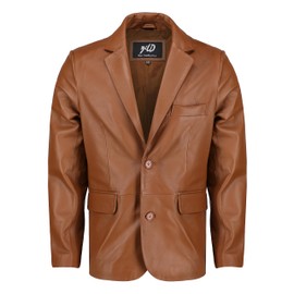 Jild Invisible Stitching Casual Leather Blazer for Men -Button Up Closure Coat Style Regular Fit Real Lambskin Leather Jacket Men (408-Cog-X-Large)