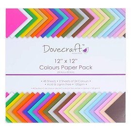 Dovecraft Colours Paper Pad, Paper Pad, 12inch by 12inch, Coloured paper, craft paper, paper crafts
