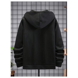 GORGLITTER Y2k Zip Up Hoodies for Men Graphic Sweatshirts long Sleeve Designer Hoodies Pullover Streetwear Black Letter X-Large