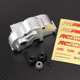 RCAWD Metal Center Gearbox + V2 Full Metal Differential Assembly for 1/10 LOSI Baja Rey 4WD 1/10 Hammer Rey U4 Rock Racer(Silver)