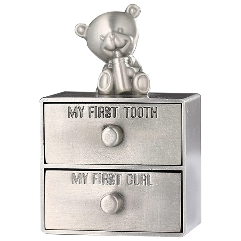 Baby Teeth Storage Box Metal Alloy Tooth Holder Keepsake Cute