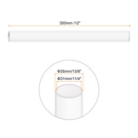 Rebower 14" Clear Plastic Rigid Pipe 31mm x 35mm(1 1/4" x 1 3/8") Acrylic Tube Round Polycarbonate Tubing, [for Plumbing, Hydraulics, Aquarium, DIY]