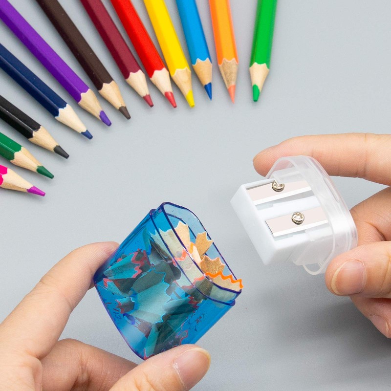 KIDMEN 12 PCS 2 Holes Small Manual Pencil Sharpener with