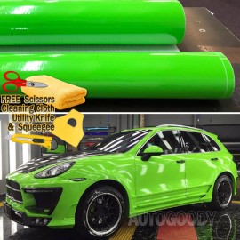 AUTOGOODY 108" x 60" Super Gloss Green Vinyl Film Wrap Sticker Air Bubble Free 9ft x 5ft