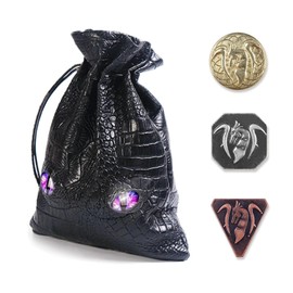 120 Pieces Metal Coins Gold Silver and Copper & Dragon Luminous Eyes Leather Bag, Fake Coins for DND, Fantasy Coins for Tokens, RPG Game Accessories for Board Games, Dungeons and Dragons
