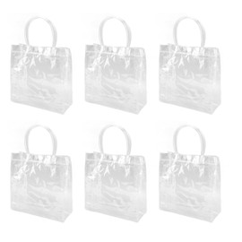 36 Pack Clear PVC Gift Bags with Handles Heavy Duty Plastic Tote Bag Bulk Transparent Shopping Bags Party Bags Retail Bags Gift Bags, Reusable and Waterproof