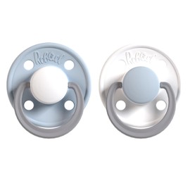 Rebael Duo Baby Dummies 6-18 Months - Comforting Natural Rubber Round Pacifier, Safe and Easy to Sterilise Baby Soothers - 2 Pack Newborn Essentials |Flint & Snow