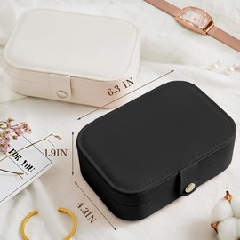 Travel Jewelry Case, Jewelry Storage Organizer For Women Girls, Double Layers Portable Jewelry Travel Box for Earrings, Rings, Necklaces, Bracelets,Black