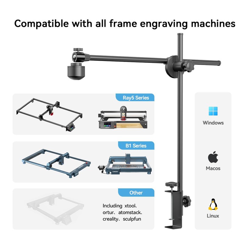 Longer Lightburn Camera for Laser Engraver,5MP Precise Positioning,740 * 560mm