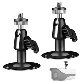 Wall Mount Camera Adjustable Camera Mount, Mini Metal Security Camera Mount Wall Outdoor 360 Degree Can Be Monitored with Screws for Indoor and Outdoor Camera Holder, Pack of 2