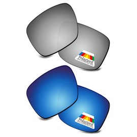 Bwake Replacement Lenses for Oakley Holbrook XL Set Sunglasses OO9417 - Silver + Ice Blue POLARIZED