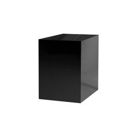 Marketing Holders Tall Display Box 12" x 12” x 19” Glossy Black Acrylic No Lid Hollow Pedestal 5 Sided Retail Merchandise Display Trinkets Flower Tower Bin Elevated Multi Use Showcase