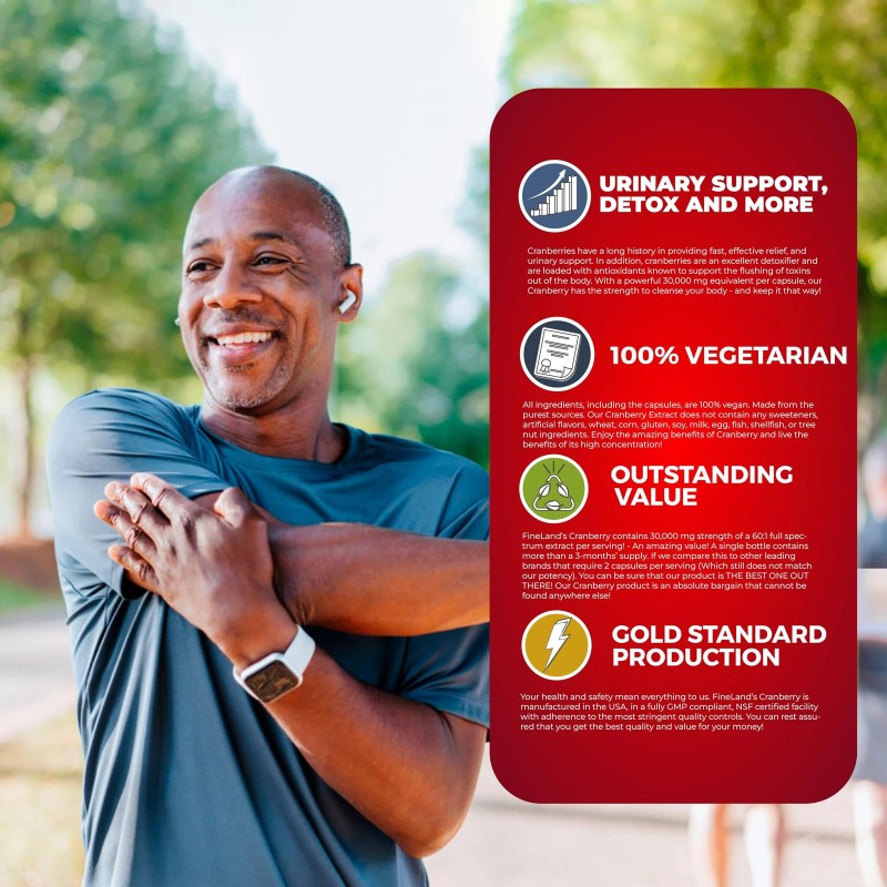 FineLand Cranberry Extract 30,000mg Strength per Capsule — High Potency
