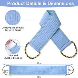 Exfoliating Back Scrubber for Shower, 34 Inches Back Scrubber with Handles, Double Sided Body Exfoliator Bath Tool, Exfoliating Washcloth to Scrub Your Body Deeply for Men & Women(Ocean blue)