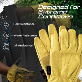 First Canadian FCI Heavy Duty Cowhide Leather Safety Work Gloves for Men & Women | Waterproof Working Glove (Unlined, XX-Large)