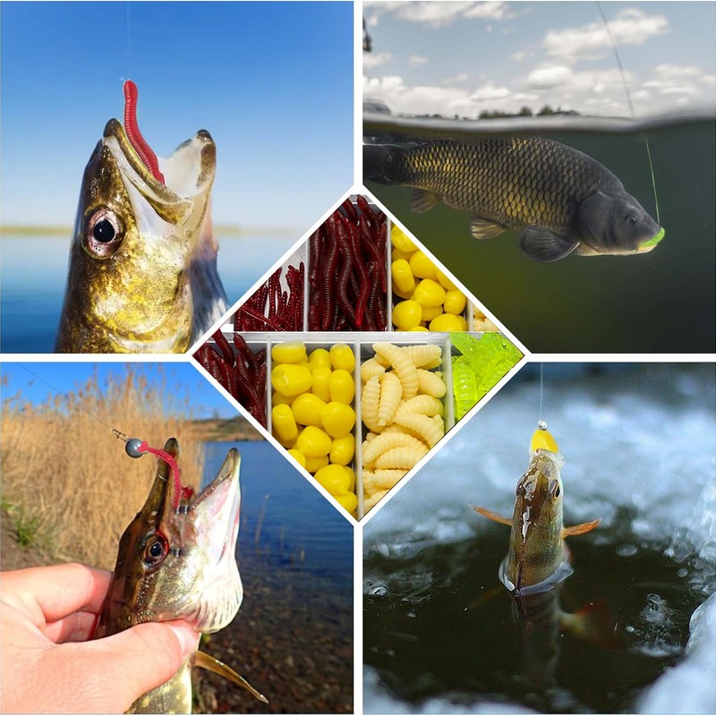 Angel Köder, 210 Stück Kunstköder Angeln Wurm Lebensechte Angelköder Künstliche