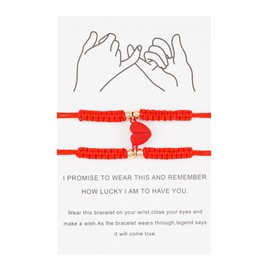 Caiyao 2Pcs Braide Red String of Fate Bracelet Set for Women Men Couple Matching Bracelet Relationship Good Luck Protection Jewelry Gift-B r-2