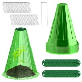 Garden Cloches for Plants, 40 Pack Garden Cloche with Rotary Vent, Reusable Bell Plant Covers with 40Pcs Ground Stakes, Plant Cloche Protectors from Animals Snails Birds Chickens, 7.9" H X 6.7" D