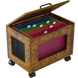 Sbanmao Rolling File Cabinet Cart, Hanging File Organizer Box with Lid for Home Office, Small Filing Cabinet on Wheels Under Desk, Mobile Decorative Document Storage Basket for Letter & Legal Size