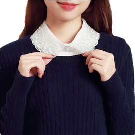 SUZALA Womens Half-Shirt Dickey Collar Beaded Detachable Fake Collars Organza False Collar Embroidery