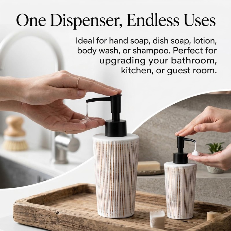 8 Inch Hand Soap Dispenser Bathroom - Modern Farmhouse Decor,