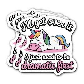FALIMITLESS I'll Get Over It I Just Need to Be Dramatic First Stickers 3Pcs Funny Unicorn Drama Lover Dramatic Stickers Vinyl Waterproof Decals for Notebook, Tumbler, Laptop and Water Bottle