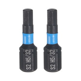 HARFINGTON 2pcs H5/32 SAE Hex Screwdriver Bit 1/4" Hex Shank 25mm/1" Length Magnetic Hexagon Head Hex Bits S2 Steel Screw Driver Bit Industrial Grade Electric Drill Bits