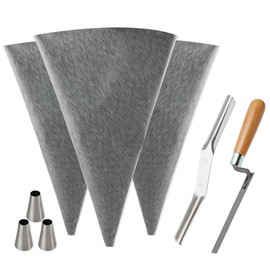 Tahikem 3 Pack Tile Grout Masonry Mortar Bag, 30 x 60 cm Heavy Duty Cement Sealer Bag, Grout Bag with Metal Tip, Mortar Bag Masonry, Grout Bag for Tile Installation, Grouting Bag (12x24 inch, Grey)