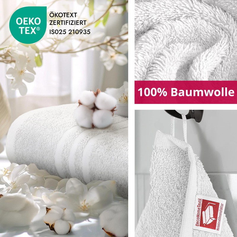 DecoHomeTextil Hand Towel Set of 6 Guest Towels in White,