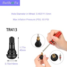 BuiBettFu TR413 Valve Stem Puller Setup Toolkit 1 x Valve Core Remover 1 x Valve Stem Installer 10 x Snap-in Valve Stems with Valve Stem Cores (22pcs)