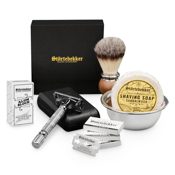 Störtebekker® Premium Safety Razor Set for Men in Handmade Leather