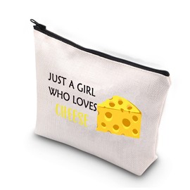 PLITI Cheese Gifts for Women, Cheese Lovers, Gifts Just a Girl Who Loves Cheese, Cosmetic Bag for Foodies, Girl Loves Cheese U