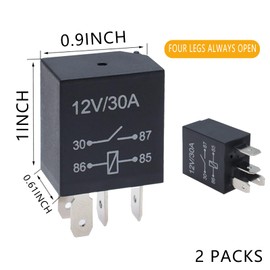 2 Pcs Car Waterproof Stable Relay,4-Pin Relay,12v 30a Relay, Auto Relay Switch, Universal for Car Motor Replacement Accessories, Fit for Most Models (Black)