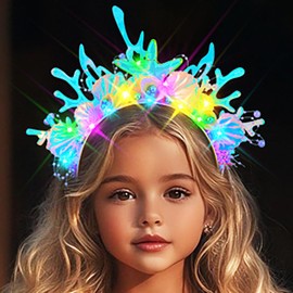 JEAIRTS Light Up Mermaid Shell Headband Glow Pearl Starfish Costume Hair Accessories for Girls