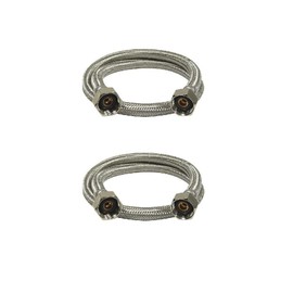 EZ-Fluid (2) 16" Water Supply Line,1/2" Fip x 1/2" Fip LF,Brass Nuts,Universal Stainless Steel Braided Faucet Water Supply Line Connector,Water Supply Hose Connector Lines For Kitchen,Bathroom