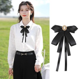 FYBownot Sweet School Style Uniform Ribbon, Ribbon Tie, Brooch, Uniform Accessories, Women's, Corsage, School Ribbon, Bowtie, Office Work, School, Cosplay, Black