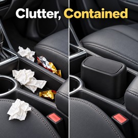 Car Trash Can with Lid for Vehicle Organization – ABS Hanging Garbage Bin with Leak-Resistant Design and Garbage Bags