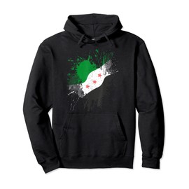 Vintage Syria Revolution Green Syrian Flag Free Syria Pullover Hoodie