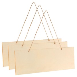 sourcing map 3Pcs Unfinished Hanging Wood Sign, 11.8 x 3.9 Inch Rectangle Box-Wood Blank Plaque for DIY Crafts Art Projects Home Decoration (Beige)