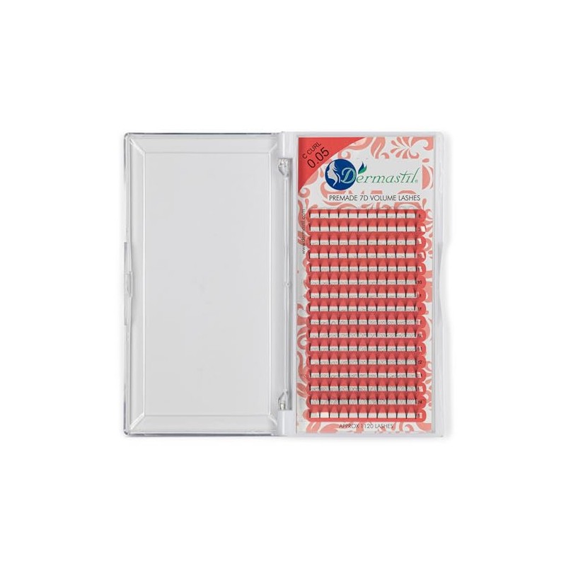 Dermastil 7D Premade Handmade Volume Eyelashes, C Curl, Thickness 0.05