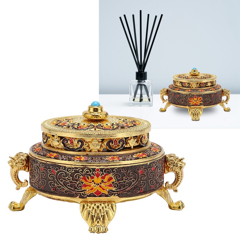 Trinket Incense Burner with Lid Handcraft Antique Polished Process for