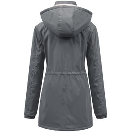 Chrisuno Women's Outdoor Waterproof Coat Down Alternative Parka Puffer Ski Jacket Cozy Coat Grey L