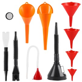 ZIMISI 10PCS Automotive Funnels Set, Plastic Right Angle Oil Funnel, Wide Mouth Long Neck Funnel with Detachable Spout and Hose, Universal Car Fuel Funnels Set for Water, Gasoline, Coolant, Engine Oil