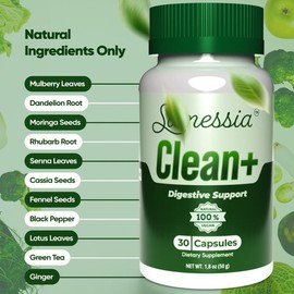 Robutop Sli-Messia Clean+ 30 Capsules – Daily Digestive Support with Moringa, Mulberry, Ginger, Probiotics, Fiber, Organic Vitamins, Plant-Based, Non-GMO