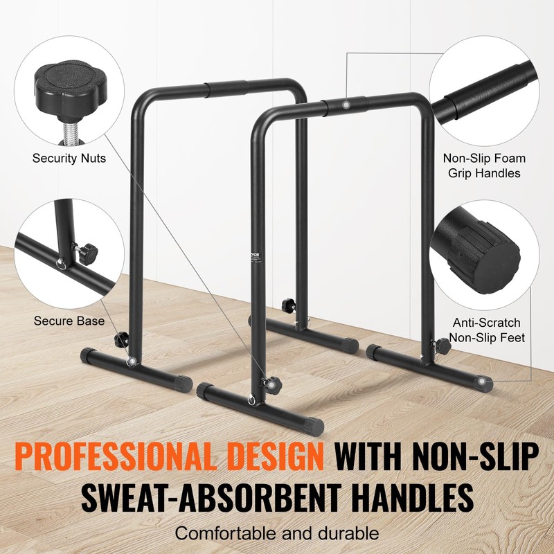 VEVOR Dip Bars, 440 lbs Capacity, Heave Duty Dip Stand