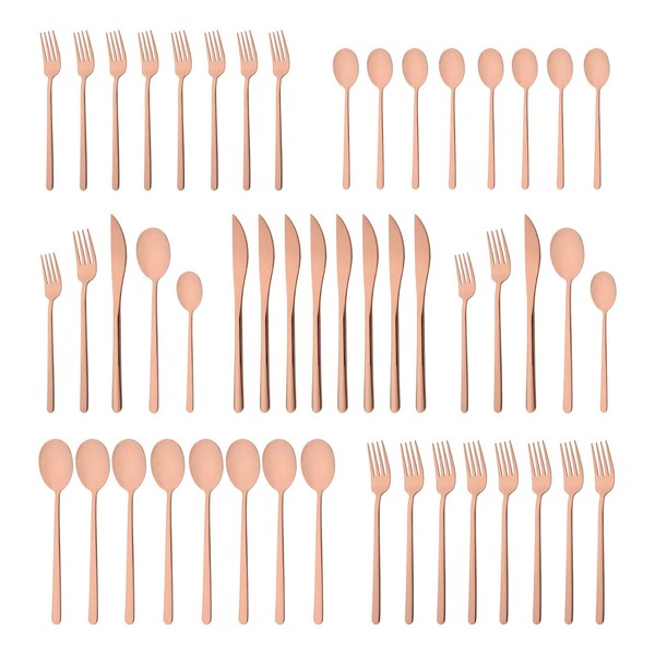 Uniturcky Silverware Flatware Cultery Set with Tea Spoon, 50-piece Stainless